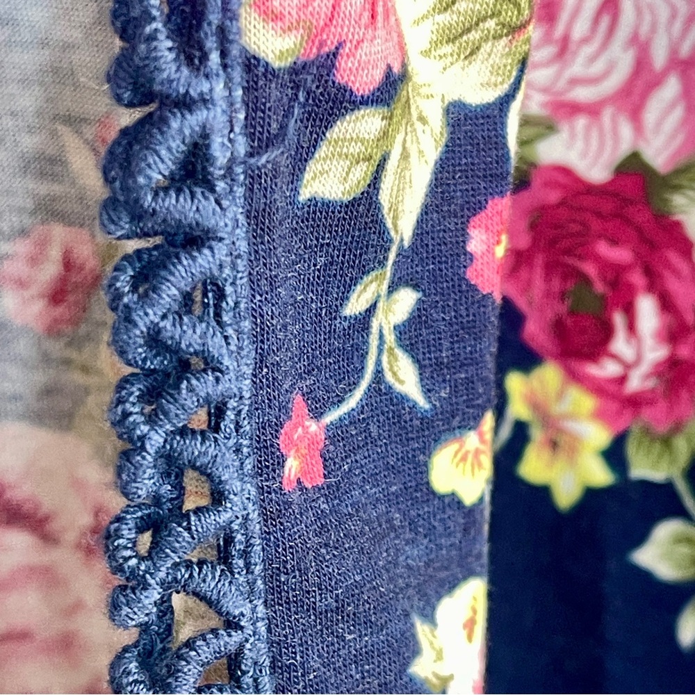 BEYOVE Blue Floral Print Open Front cover up tunic - Picture 4 of 12